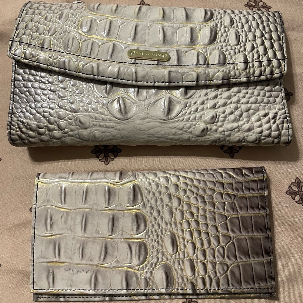 Brahmin tri- fold wallet with check book
